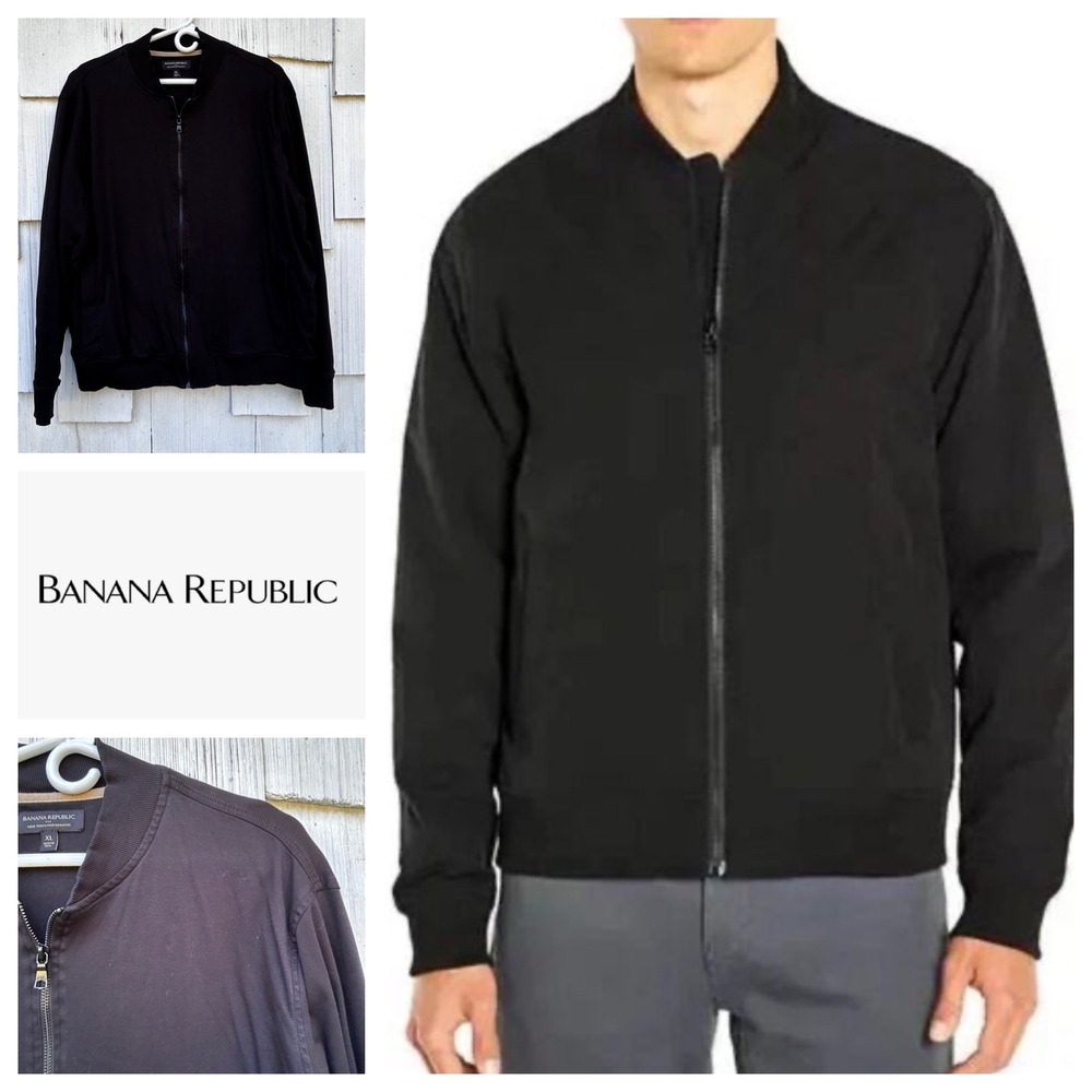 Banana Republic Luxe Touch Performance Bomber‎ Jacket Black XL Men Casual Zip Up
